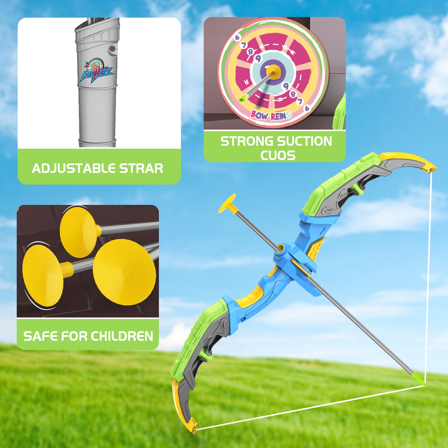 Jiakora Bow and Arrow Set for Kids -Light Up Archery Toy Set -Includes 10 Suction Cup Arrows, Target & Quiver