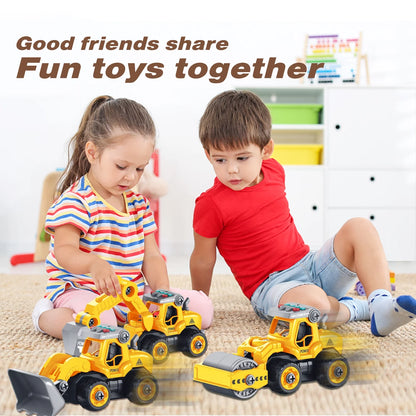 Jiakora Take Apart Construction Toy for Kids - 4-in-1 Take Apart Truck with Drill, 34pc,RC Truck Toy Construction Vehicle Building Take Apart Toys with Electric Drill Remote Control