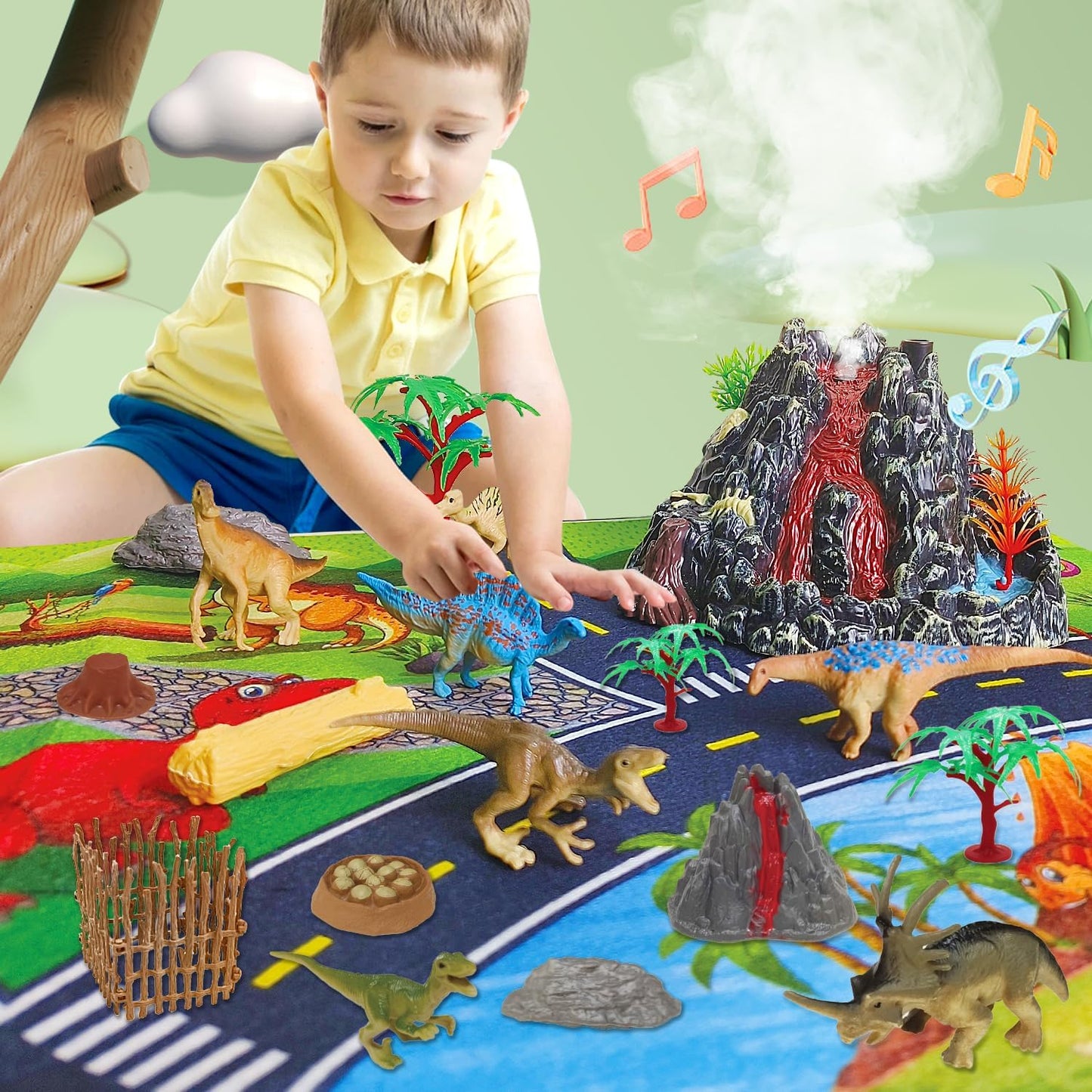 Realistic Dinosaur Toys, 25 Pieces, 3-7 Inch Models with Dinosaur Kingdom Map, Dinosaur Playset for Kids 3+, Educational Toys for Boys and Girls