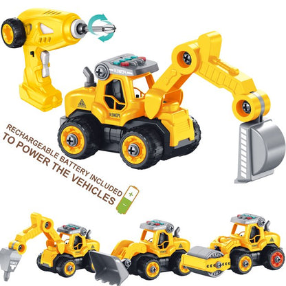 Jiakora Take Apart Construction Toy for Kids - 4-in-1 Take Apart Truck with Drill, 34pc,RC Truck Toy Construction Vehicle Building Take Apart Toys with Electric Drill Remote Control