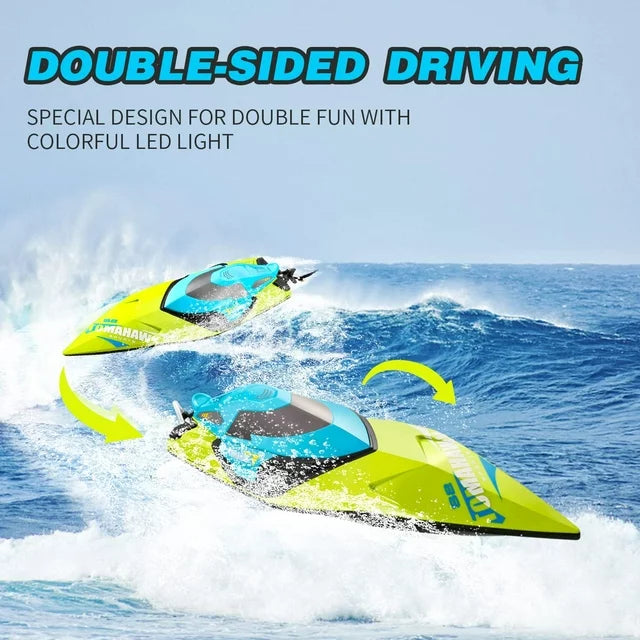 Jiakora S2 High Speed RC Boats with LED Lights & 2 Batteries, 30+ mph Remote Control Boat for Pools and Lakes, Capsize Recovery, Low Battery Reminder,2.4Ghz Racing Boats for Adults and Kids