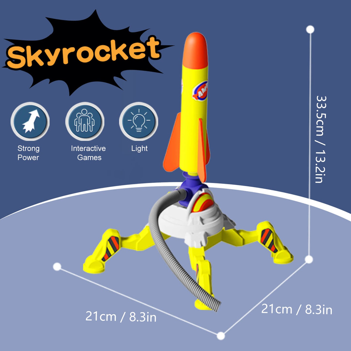 Jiakora Toy Rocket Launcher for Kids, Launch up to 100 ft, 8 Rockets - Fun Outdoor Kids Gifts for Boys & Girls