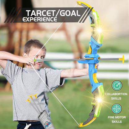 Jiakora Bow and Arrow Set for Kids -Light Up Archery Toy Set -Includes 10 Suction Cup Arrows, Target & Quiver