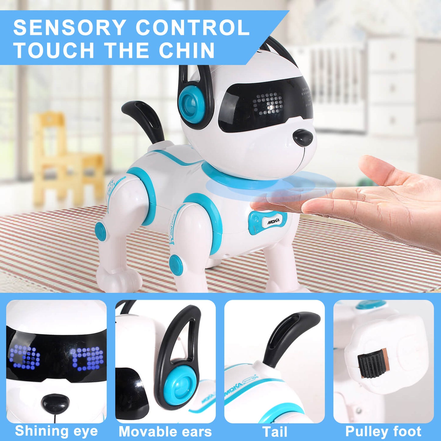 Jiakora Remote Control Robotic Dog - Electric Dog Pet Toy with Touch Function, Dancing, Singing, Rechargeable Smart Animal Toy with 2 Battery - Perfect Birthday Christmas Gift for Kids Ages 3+