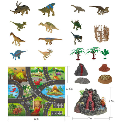 Realistic Dinosaur Toys, 25 Pieces, 3-7 Inch Models with Dinosaur Kingdom Map, Dinosaur Playset for Kids 3+, Educational Toys for Boys and Girls