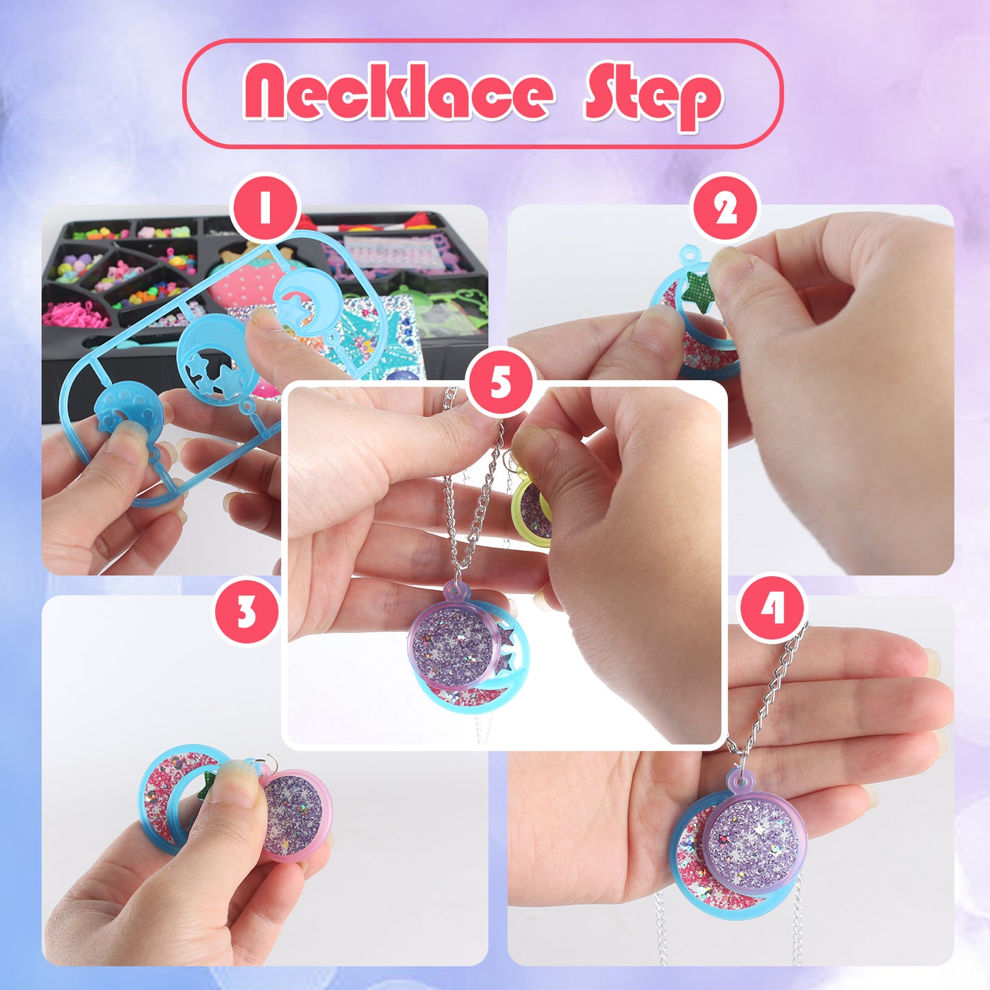 Jiakora Children's Bracelet Making Kit, Beaded Rope DIY, Children's Hand Knitting Beading Games, Craft Rope Making Tools, Children's Game Activity Sets 7 8 9 10 11 12 Years Old Girl's Gift Ideas