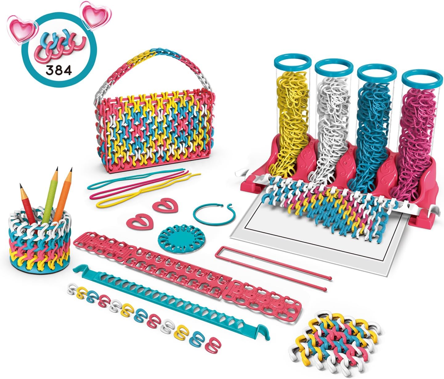 Jiakora DIY Handmade Knitting kit for Kids, can Make All Kinds of Items, Dresser Box, Bracelets, Necklaces, Handbags, etc Gifts for Girls Boys 3-7 Years Old