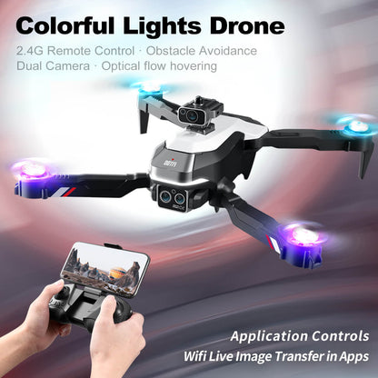 Jiakora Drone with Camera for Adults and Kids, 360° Obstacle Avoidance Flight, Colorful Lights, Motorized Adjustable HD Dual Camera, 2.4GHz RC Airplane, 2 Batteries, Christmas Toys Gift, 11 Inch