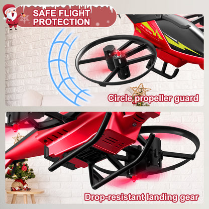 Jiakora 2.4G Remote Control Helicopter - Perfect RC Airplane Gift for Kids & 2 batteries, one button takeoff/landing, fixed height hovering, air roll, birthday Christmas toy gift (Red)