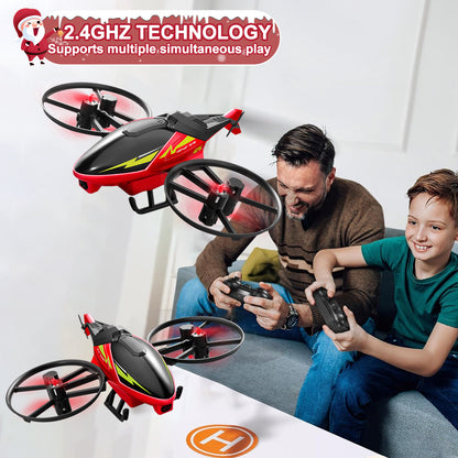 Jiakora 2.4G Remote Control Helicopter - Perfect RC Airplane Gift for Kids & 2 batteries, one button takeoff/landing, fixed height hovering, air roll, birthday Christmas toy gift (Red)