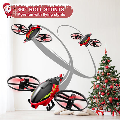 Jiakora 2.4G Remote Control Helicopter - Perfect RC Airplane Gift for Kids & 2 batteries, one button takeoff/landing, fixed height hovering, air roll, birthday Christmas toy gift (Red)