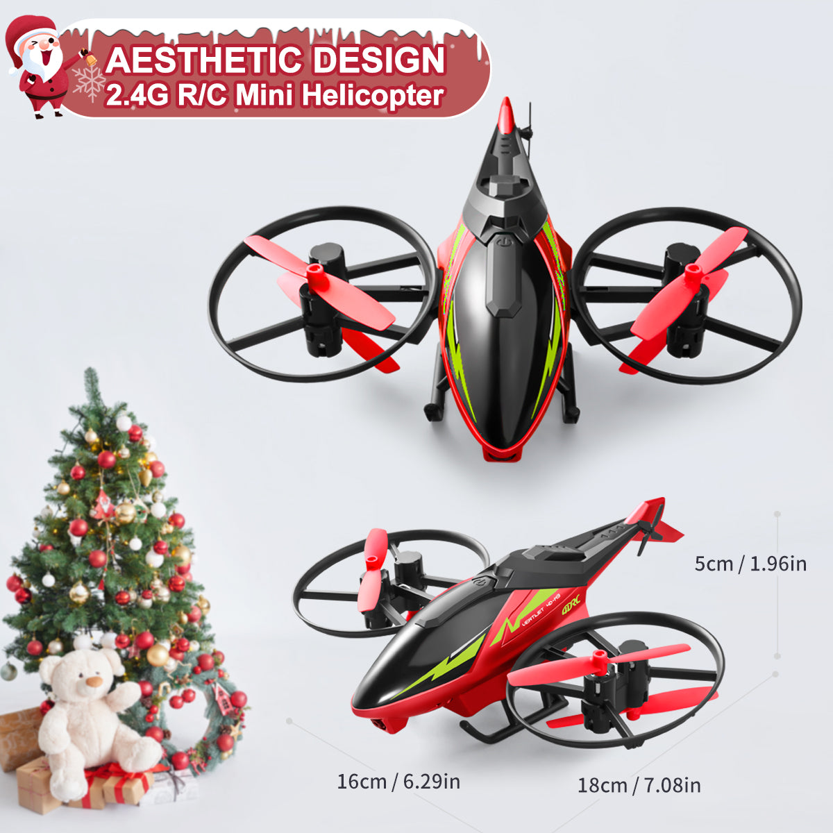 Jiakora 2.4G Remote Control Helicopter - Perfect RC Airplane Gift for Kids & 2 batteries, one button takeoff/landing, fixed height hovering, air roll, birthday Christmas toy gift (Red)