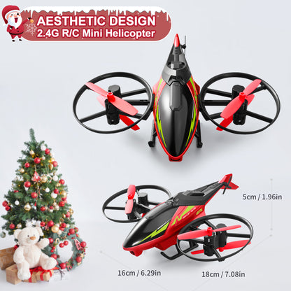 Jiakora 2.4G Remote Control Helicopter - Perfect RC Airplane Gift for Kids & 2 batteries, one button takeoff/landing, fixed height hovering, air roll, birthday Christmas toy gift (Red)