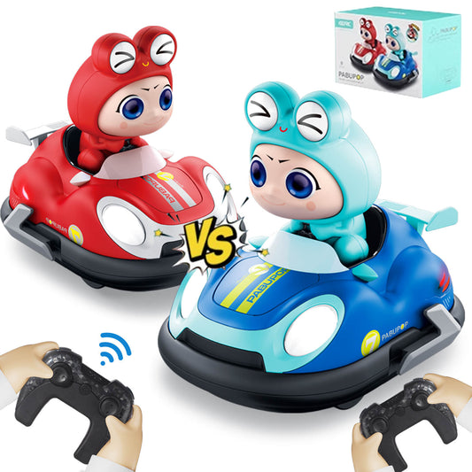 Jiakora Remote Control Cars Set of 2, RC Ejecting Bumper Cars with LED Lights & Sound, Family Interaction RC Battle Game for Kids (Red+Blue) Toy Presents for Age 6+ Year Old Boys Girls