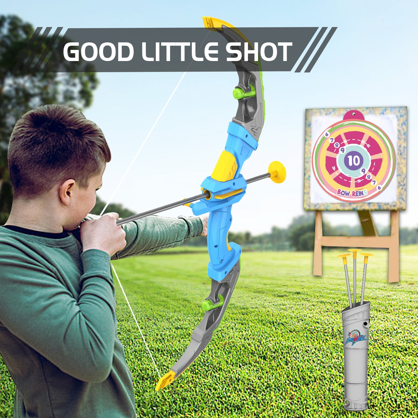 Jiakora Bow and Arrow Set for Kids -Light Up Archery Toy Set -Includes 10 Suction Cup Arrows, Target & Quiver