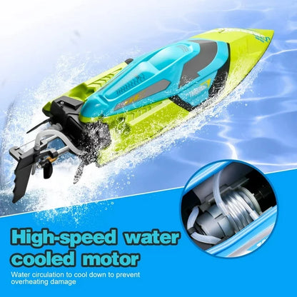 Jiakora S2 High Speed RC Boats with LED Lights & 2 Batteries, 30+ mph Remote Control Boat for Pools and Lakes, Capsize Recovery, Low Battery Reminder,2.4Ghz Racing Boats for Adults and Kids