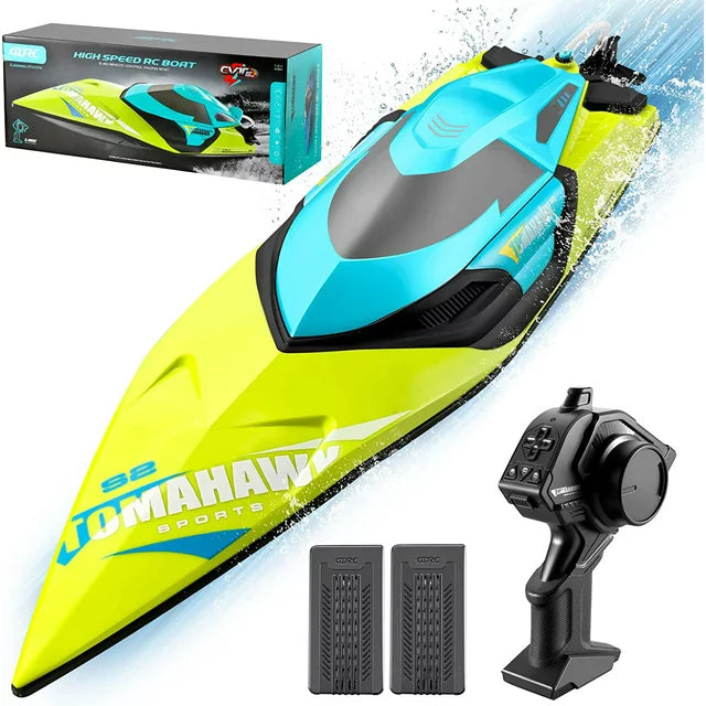 Jiakora S2 High Speed RC Boats with LED Lights & 2 Batteries, 30+ mph Remote Control Boat for Pools and Lakes, Capsize Recovery, Low Battery Reminder,2.4Ghz Racing Boats for Adults and Kids